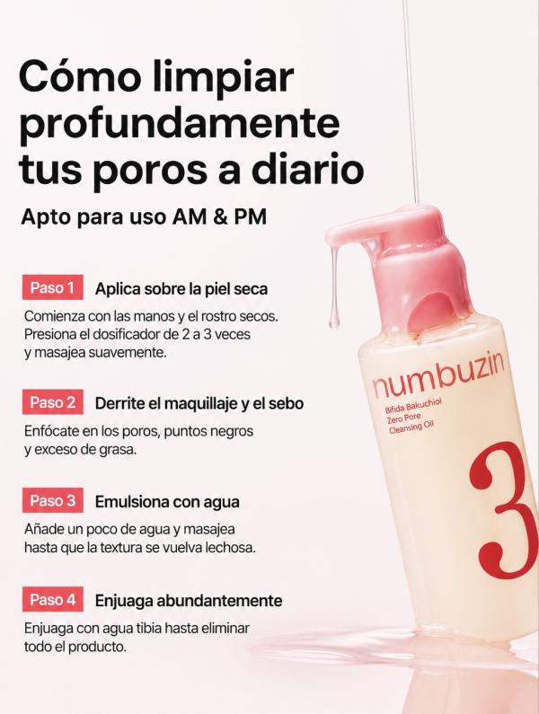 Aceite Limpiador Bifida Bakuchiol Zero Pore Numbuzin 200ml