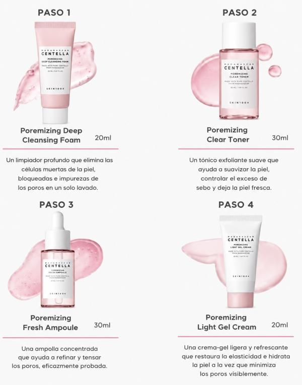 Mini Kit De Skincare Coreano Poremizing Travel Kit Rosado 4Pcs