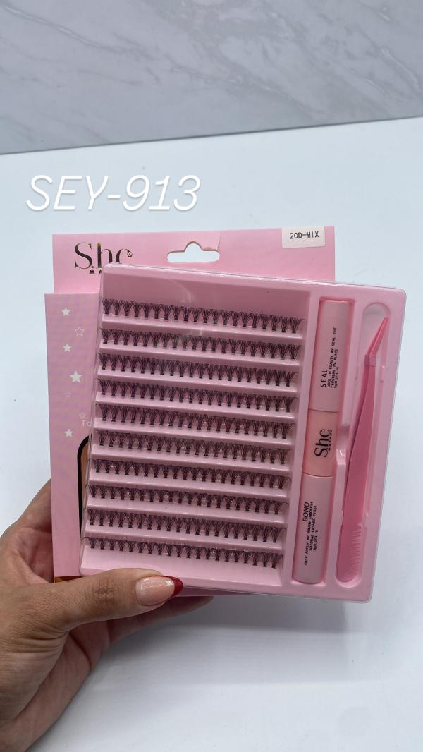 Set Completo De Pestañas Fijador + Goma + Pinza She Makeup