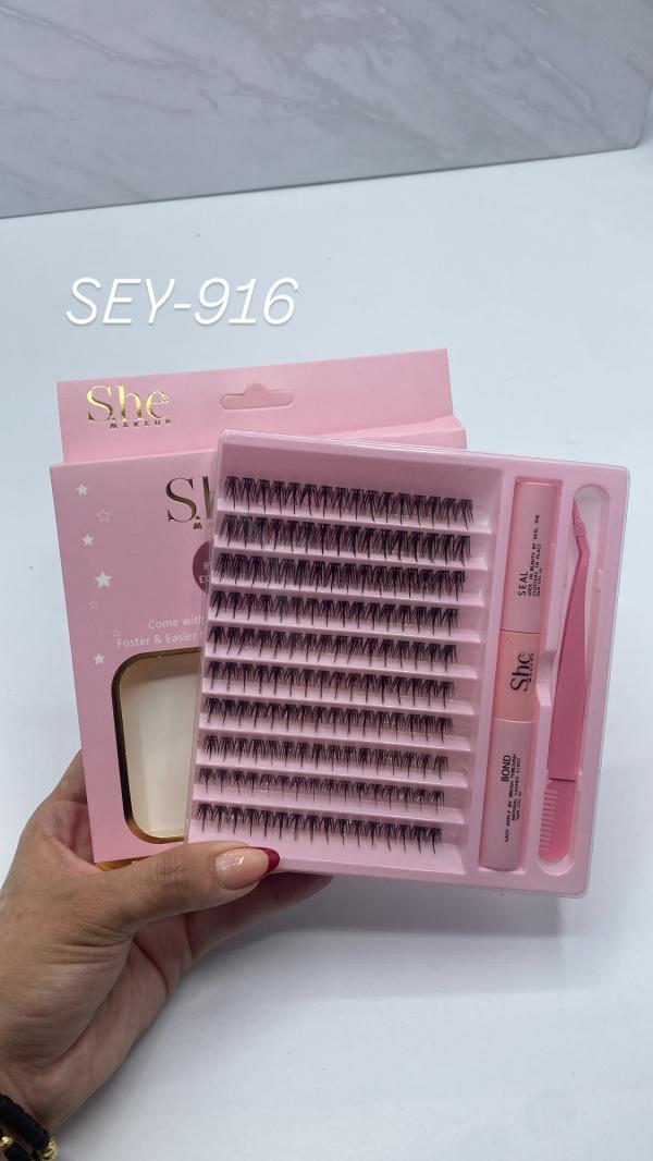 Set Completo De Pestañas Fijador + Goma + Pinza She Makeup