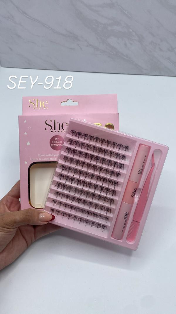 Set Completo De Pestañas Fijador + Goma + Pinza She Makeup