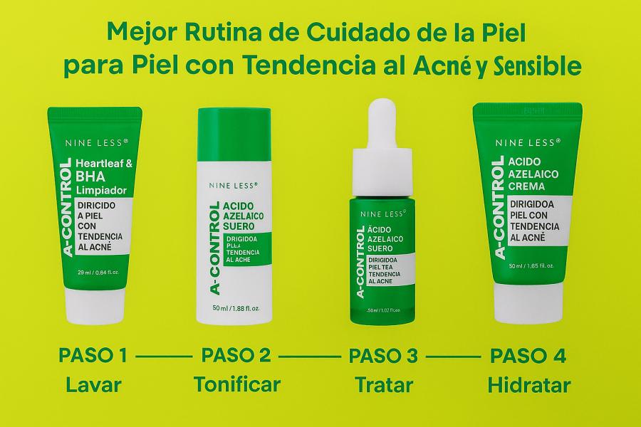Kit De Skincare Para Piel Propensa Al Acne Con 4 Piezas Nine Less