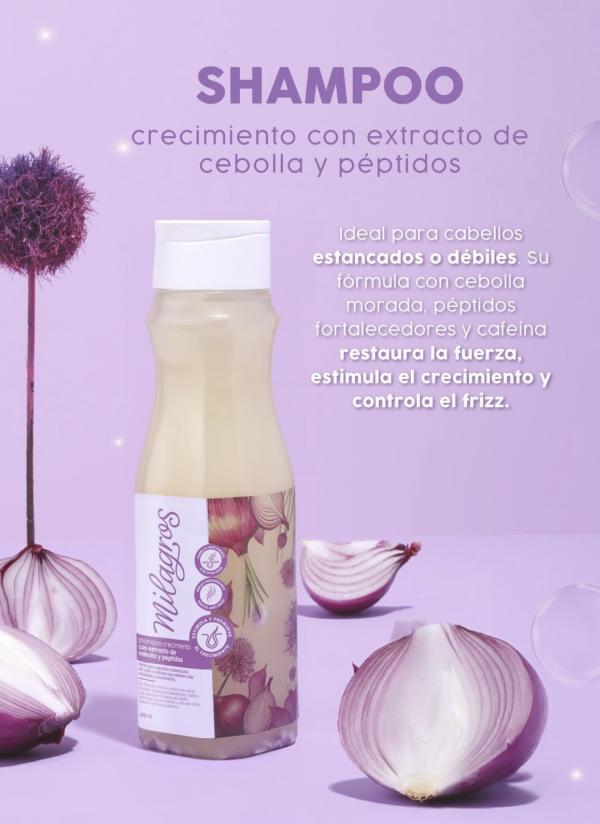 Shampoo Con Estracto De Cebolla Y Peptidos Milagros 450ml
