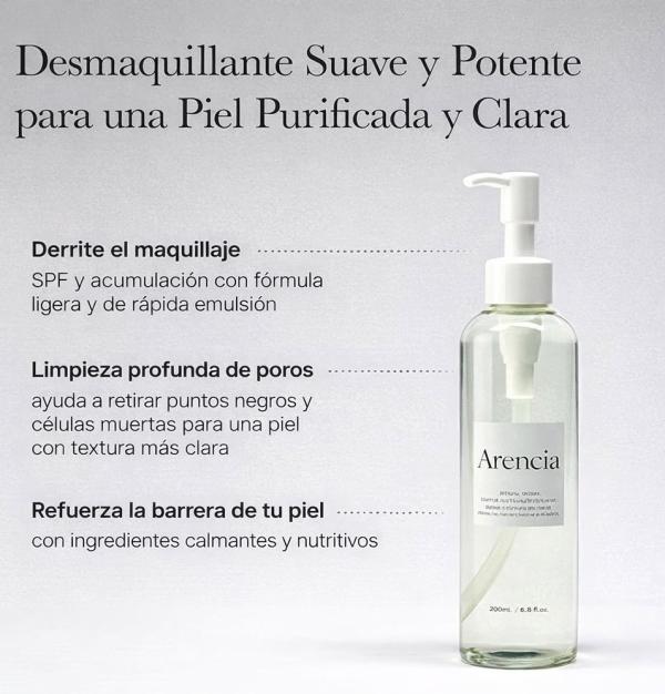 Limpiador Facial Y Desmaquillante En Aceite Arencia 200ml