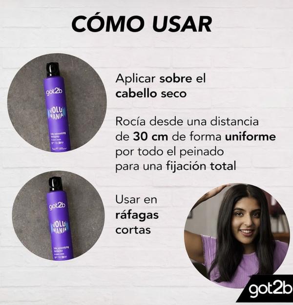 Laca Voluminizadora Con Efecto De 24Hrs Volumania Got2b 300ml