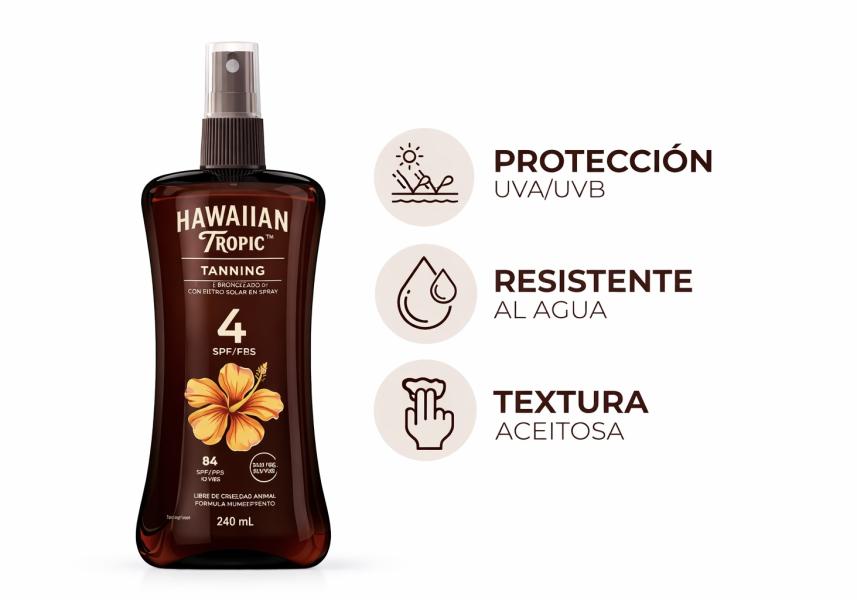 Aceite Bronceador En Spray Con Filtro Solar Hawallan Tropic 240ml