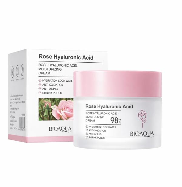 Crema Facial De Rosas Y Acido Hialuronico Bioaqua