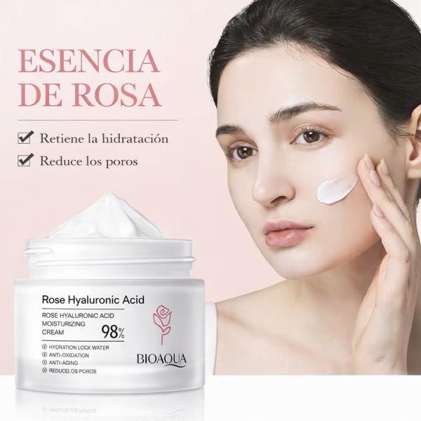 Crema Facial De Rosas Y Acido Hialuronico Bioaqua