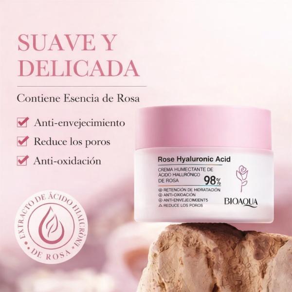 Crema Facial De Rosas Y Acido Hialuronico Bioaqua