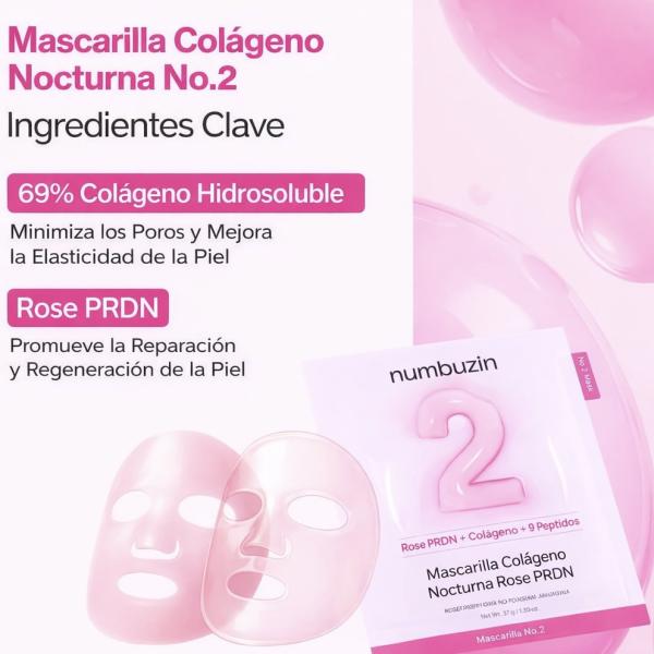 Mascarilla Noctura De Colageno Numbuzin No.2 De 4Pcs