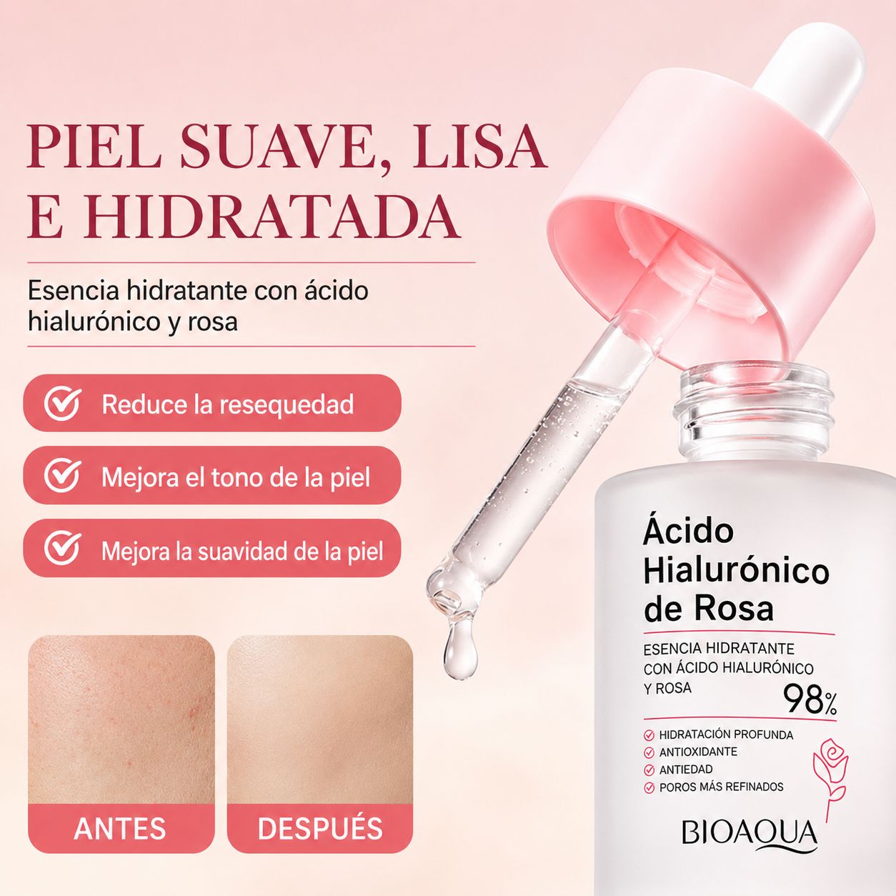 Serum De Rosas Con Acido Hialuronico